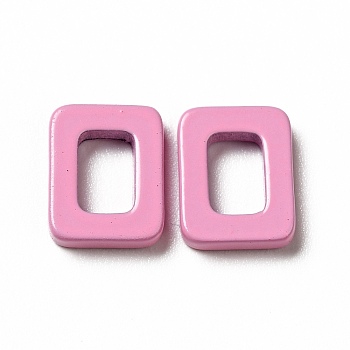 Spray Painted 201 Stainless Steel Linking Rings, Rectangle, Pearl Pink, 9.5x7.5x2mm, Inner Diameter: 4x5.5mm