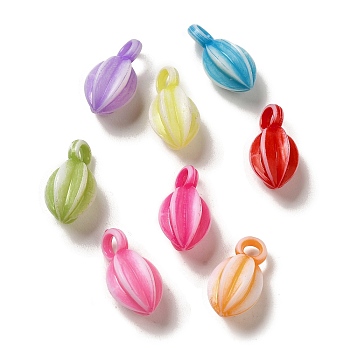 Opaque Acrylic Pendants, Craft Style, Carambola, Mixed Color, 19x10mm, Hole: 3.3mm, 943pcs/500g