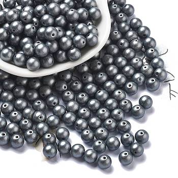 Baking Paint Glass Seed Beads, Round, Gray, 6mm, Hole: 0.8mm, about 1800pcs/1pound