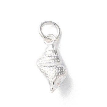925 Sterling Silver Shell Shape Pendants, Sea Animal Charms, with Jump Rings, Shell Shape, 16x8x4.5mm, Hole: 3.8mm
