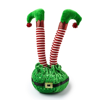 Christmas Cloth Elf Leg Ornaments, for Christmas Party Home Desktop Decorations, Green, 120x140x290mm
