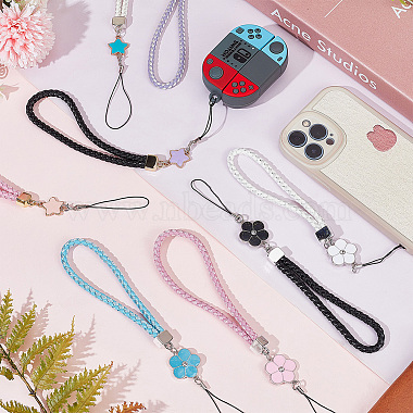 8Pcs 8 Style PU Leather Lanyard Wrist Strap Phone Flower & Star Charms Straps(AJEW-CP0005-67)-4