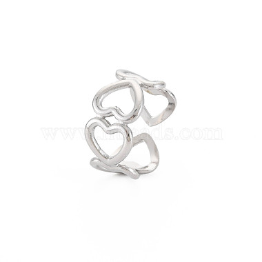 304 anneau de manchette en acier inoxydable à cœur ouvert pour femme(RJEW-S405-170P)-3