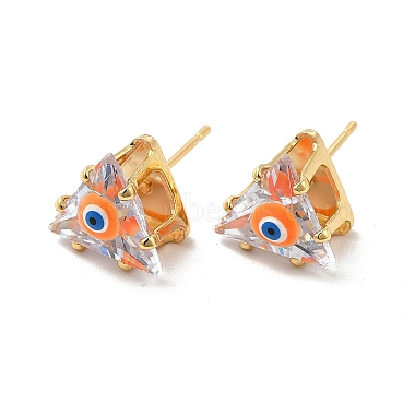 Orange Triangle Glass Stud Earrings