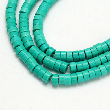 Synthetic Turquoise Beads Strands, Heishi Beads, Dyed, Flat Round/Disc ...