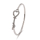 Brazalete de llave de esqueleto de corazón de rhinestone de cristal con dije de candado para mujer(STAS-D165-11P)-1