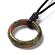 Natural Mixed Stone Ring Pendant Necklace with Waxed Cords(NJEW-R262-01A)-4