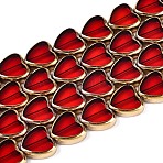 Electroplate Glass Beads Strands, Heart, with Golden Tone Brass Edge, Red, 13~13.5x14x4~4.5mm, Hole: 0.8~0.9mm, about 22pcs/strand, 11.02''(28cm)(EGLA-T021-23A)