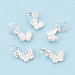 925 Sterling Silver Butterfly Charms, with 925 Stamp, Silver, 7x8.5x2mm, Hole: 4mm, Jump Ring: 5x0.5mm, Inner Diameter: 4mm(STER-T009-04S)