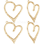 Alloy Big Pendants, Matte Style, Heart, Real 14K Gold Plated, 57x47x3.5mm, Hole: 3mm, 10pcs/box(FIND-BBC0001-42)