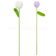 2Pcs 2 Colors Cotton Knitting Artificial Flower, Ornament Accessories, Tulip, Mixed Color, 420x55~65mm(AJEW-FG0001-91)