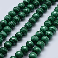 Natural Malachite Beads Strands, Grade AA, Round, 8mm, Hole: 0.7mm, about 48pcs/strand, 15.5 inch(39.5cm)(G-F571-27AA1-8mm)