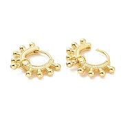 Brass Beaded Hoop Earrings for Women, Cadmium Free & Lead Free, Light Gold, 14x19x2.5mm, Pin: 1mm(EJEW-A072-16LG)
