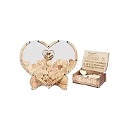 Wedding Guest Book, Wooden Picture Frame, Teardrop Top Frame Sign Book with Wooden Hearts, Heart, 250x298x6mm(AJEW-WH20020-025A)