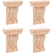 Natural Solid Wood Carved Onlay Applique Craft, Unpainted Onlay Furniture Home Decoration, BurlyWood, 104x80x33mm(WOOD-WH0104-39)