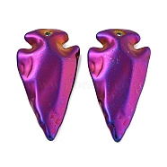 Electroplated Synthetic Non-Magnetic Hematite Pendants, Arrowhead Charms, Purple Plated, 45x24x8mm, Hole: 1.2mm(G-C136-03C)