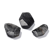 Natural Black Rutilated Quartz Beads, No Hole/Undrilled, Faceted, Nuggets, 20.5~27.5x13~21x6~7mm(G-F747-01E)