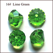 K9 Glass, Imitation Austrian Crystal Beads, Grade AAA, Faceted, Diamond, Lime Green, 7x5mm, Hole: 0.9~1mm(SWAR-F075-8mm-16)