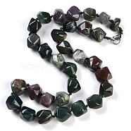 Natural Indian Agate Nuggets Beaded Necklaces for Women Men, 20.08~21.26 inch(51~54cm)(NJEW-K388-01T)