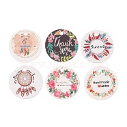 100Pcs Paper Flower Printed Gift Tags, Round, Mixed Color, 3x0.04cm(CDIS-H007-01)