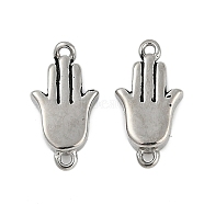 304 Stainless Steel Connector Charms, Palm Links, Antique Silver, 15x7.5x3mm, Hole: 1mm(STAS-F310-24AS)