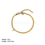 Stylish Stainless Steel Snake Chain Bracelets for Women, Real 18K Gold Plated, 6-3/4 inch(17cm)(XR9988-8)