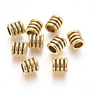Tibetan Style Alloy Beads, Grooved Beads, Column, Antique Golden, Lead Free & Cadmium Free & Nickel Free, 9.5x9mm, Hole: 6mm(GLF9863Y-NF)