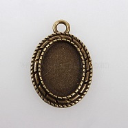 Vintage Tibetan Style Alloy Pendant Cabochon Bezel Settings, Cadmium Free & Nickel Free & Lead Free, Antique Bronze, Oval Tray: 13x18mm, 29x20x2mm, Hole: 3mm(X-TIBEP-M018-123AB-NF)