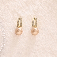 Imitation Pearl Bead Dangle Earrings for Women, with Alloy Rhinestone Findings, Trapezoid, 18x11mm(FS-WG85681-72)