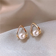 Alloy Stud Earring, with Sterling Silver Pin and Plastic, Teardrop, 22mm(WG78047-01)