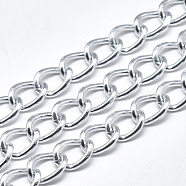 Aluminium Curb Chains, with Spool, Unwelded, Silver, 11.5x8x1.8mm, about 82.02 Feet(25m)/roll(CHA-T001-22S)