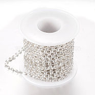 Brass Rhinestone Strass Chains, with Spool, Rhinestone Cup Chains, Silver Color Plated, Crystal, 3.5mm, about 10yards/roll(CHC-T002-SS16-01S)
