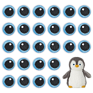 Polyester Embroidery Cloth Iron on Patches, Costume Accessories, Cartoon Eyes, Sky Blue, 24x2mm, 15 pairs/box(PATC-BC0001-07)