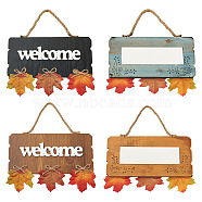 Crafans 2Pcs 2 Color Wooden Doorplate Decorations, Rectangle with Word WELCOME, Mixed Color, 1pc/color, 2color, 2pcs/bag(AJEW-CF0001-10)