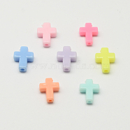 Opaque Acrylic Cross Beads, Mixed Color, 17x12.5x5mm, Hole: 2mm, about 1470~1497pcs/500g(SACR-Q100-M041)