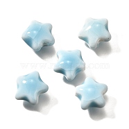 Handmade Porcelain Beads, Star, Sky Blue, 13.5x15x7.5mm, Hole: 2mm(PORC-H013-05-18)