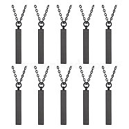 10Pcs Brass Coated Iron Pendant Necklace, Cuboid, Black, 20.28 inch(51.5cm)(NJEW-CA0001-17EB)