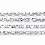 304 Stainless Steel Cable Chains, Diamond Cut Chains, Soldered, Faceted, with Spool, Oval, Stainless Steel Color, 2.5x1.7~1.8x0.5mm, about 32.8 Feet(10m)/roll(CHS-H009-22P)
