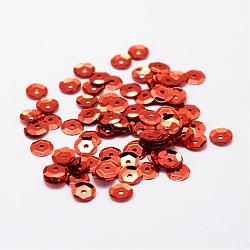 Plastic Paillette Beads, Semi-cupped Sequins Beads, Center Hole, Chocolate, 6~7x0.5mm, Hole: 1mm(PVC-A001-6mm-01)