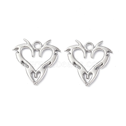 Non-Tarnish 304 Stainless Steel Pendants, Heart Charm, Stainless Steel Color, 20x20x2mm, Hole: 2.3mm(X-STAS-C066-31P)