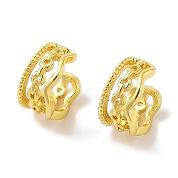 Brass Cuff Earrings for Women, Chain Shape, Real 18K Gold Plated, 12x7.5mm(EJEW-I305-43G)