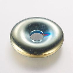 Non-Magnetic Synthetic Hematite Pendants, Donut/Pi Disc, Grade A, Green Plated, 30x6mm, Hole: 7mm(G-K259-12E)