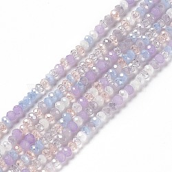 Electroplate Glass Beads Strands, AB Color Plated, Faceted, Abacus, Lilac, 3x2.5mm, Hole: 0.7mm, about 185pcs/strand, 17.32 inch(44cm)(X-EGLA-S192-001A-B11)