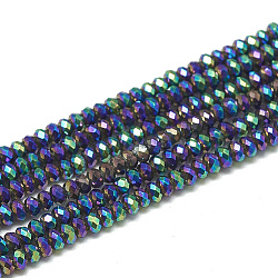 Electroplate Glass Beads Strands, Faceted, Rondelle, Medium Purple, 2.5x1.5mm, Hole: 0.8mm, about 160~165pcs/strand, 13.78 inch~14.17 inch(35~36cm)(X-EGLA-Q112-C01)