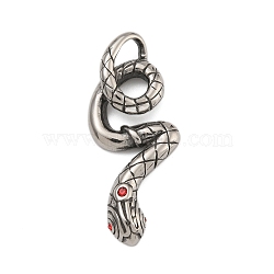 316 Surgical Stainless Steel Rhinestone Pendants, Snake, Antique Silver, 40.5x17x6mm, Hole: 6.5x3.5mm(STAS-Z073-121AS)