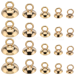 100Pcs 5 Size 201 Stainless Steel Bead Cap Pendant Bails, for Globe Glass Bubble Cover Pendants, Golden, 4~7x4~10mm, Hole: 1.2~3mm, 20Pcs/size(STAS-SC0006-01)