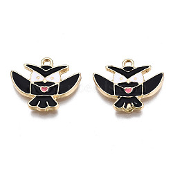 Alloy Pendants, with Enamel, Cadmium Free & Lead Free, Light Gold, Kite, Black, 14.5x17x2mm, Hole: 1.6mm(ENAM-S119-085A-RS)