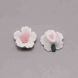 Handmade Porcelain Cabochons, Flower, White, 23x20.5x8mm(PORC-TAC0003-01A)