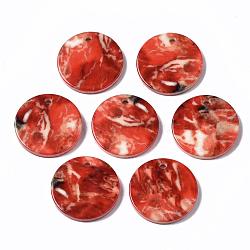 Resin Pendants, Flat Round, Orange Red, 25x3mm, Hole: 2mm(RESI-S374-02E)