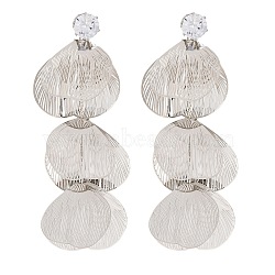 Alloy Leaf Stud Earrings for Women, Platinum, 82x28mm(EJEW-U028-11P)